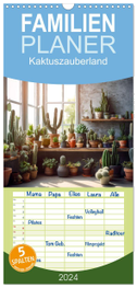 Familienplaner 2024 - Kaktuszauberland mit 5 Spalten (Wandkalender, 21 x 45 cm) CALVENDO