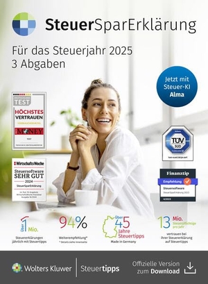 SteuerSparErklärung (Steuerjahr 2025) (Code in Box) - Schnell, sicher & stressfrei zur Steuererklärung 2025. Steuertipps, 2025.