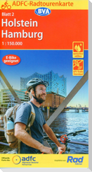 ADFC-Radtourenkarte 2 Holstein Hamburg 1:150.000, reiß- und wetterfest, E-Bike geeignet, GPS-Tracks Download