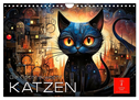 Katzen - die Nacht erwacht (Wandkalender 2024 DIN A4 quer), CALVENDO Monatskalender