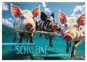 Schwimmende Schweine im Paradies (Wandkalender 2024 DIN A3 quer), CALVENDO Monatskalender