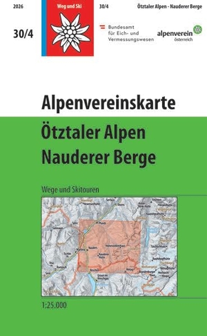 Alpenverein, Österreichischer. Alpenvereinskarte - Ötztaler Alpen, Nauderer Berge. GeoCenter Touristik, 2026.