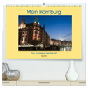 Mein Hamburg - Am schönsten bei Nacht (hochwertiger Premium Wandkalender 2025 DIN A2 quer), Kunstdruck in Hochglanz
