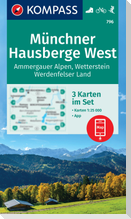 KOMPASS Wanderkarten-Set 796 Münchner Hausberge West, Ammergauer Alpen, Wetterstein, Werdenfelser Land (3 Karten) 1:25.000