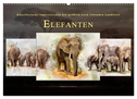 Elefanten - künstlerische Impressionen der größten noch lebenden Landtiere (Wandkalender 2025 DIN A2 quer), CALVENDO Monatskalender
