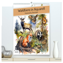 Waldtiere in Aquarell - Heimische Tierarten (hochwertiger Premium Wandkalender 2024 DIN A2 hoch), Kunstdruck in Hochglanz