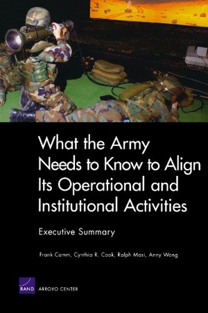 Camm, Frank / Cook, Cynthia R et al. What the Army Needs to Know to Align Its Operational and Institutional Activities, Executive Summary (2006). RAND Corporation, 2007.