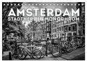 AMSTERDAM Stadtherz in Monochrom (Tischkalender 2024 DIN A5 quer), CALVENDO Monatskalender