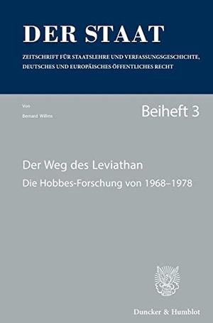 Willms, Bernard. Der Weg des Leviathan. - Die Hobbes-Forschung von 1968¿1978. Red.: Ernst-Wolfgang Böckenförde.. Duncker & Humblot, 1979.
