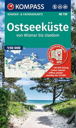 KOMPASS Wanderkarten-Set 739 Ostseeküste, von Wismar bis Usedom (3 Karten) 1:50.000 - Wander- und Fahrradkarte in einem - inklusive Offline-Verwendung in der KOMPASS-App. Wander-& Radwege. Reiten.. Kompass Karten GmbH, 2025.