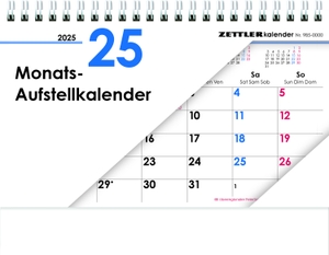 Zettler Kalender (Hrsg.). Monats-Aufstellkalender 2025 - 20x15 cm - 1 Monat auf 1 Seite - 4-sprachiges Kalendarium - inkl. Jahresübersicht - Monatsplaner - 985-0000. Neumann Verlage GmbH & Co, 2024.