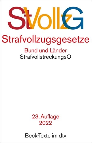 Strafvollzugsgesetze - StVollzG des Bundes mit Verwaltungsvorschriften, Strafvollzugsgesetze der Länder, Strafvollstreckungsordnung, Bundeswehrvollzugsordnung, EBAO, OEG, EMRK - - Rechtsstand: 1. Januar 2022. dtv Verlagsgesellschaft, 2022.