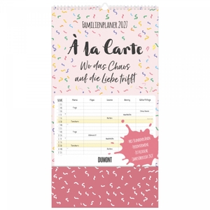 Familienplaner à la Carte 2027 - Wo das Chaos auf die Liebe trifft - Familienkalender 26x49 cm mit 5 Spalten, Schulferien, Stundenplänen & Einstecktasche, ideal für Familien. DuMont Kalenderverlag, 2026.