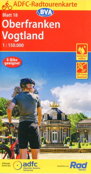 Allgemeiner Deutscher Fahrrad-Club e.V. / BVA BikeMedia GmbH (Hrsg.). ADFC-Radtourenkarte 18 Oberfranken /Vogtland 1:150.000, reiß- und wetterfest, E-Bike geeignet, GPS-Tracks Download. BVA Bielefelder Verlag, 2021.