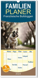 Familienplaner 2024 - Französische Bulldoggen mit 5 Spalten (Wandkalender, 21 x 45 cm) CALVENDO