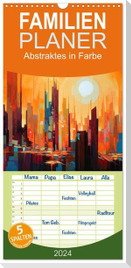 Familienplaner 2024 - Abstraktes in Farbe mit 5 Spalten (Wandkalender, 21 x 45 cm) CALVENDO