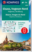 KOMPASS Wanderkarten-Set 2220 Elsass, Vogesen Nord, Hagenau, Straßburg / Alsace, Vosges du Nord, Haguenau, Strasbourg (2 Karten) 1:50.000