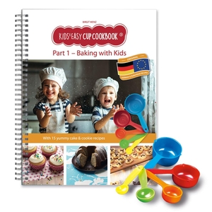 Wenz, Birgit. Kids Easy Cup Cookbook: Baking with Kids (Part 1), Baking box set incl. 5 colorful measuring cups - With 15 delicious German and European recipes for cakes & cookies. Becherküche.de, 2021.