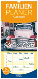 Familienplaner 2025 - Retro Cars mit 5 Spalten (Wandkalender, 21 x 45 cm) CALVENDO