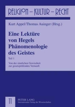 Auinger, Thomas / Kurt Appel (Hrsg.). Eine Lektüre von Hegels Phänomenologie des Geistes - Teil 1- Von der sinnlichen Gewissheit zur gesetzprüfenden Vernunft. Peter Lang, 2009.