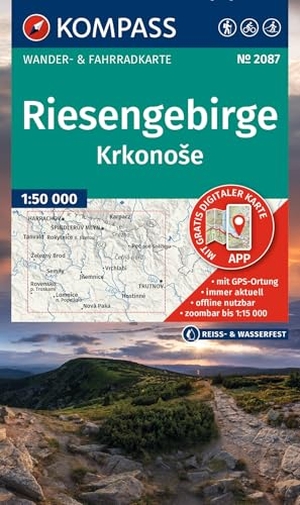 KOMPASS Wanderkarte 2087 Riesengebirge, Krkonose 1:50.000 - Wander- und Fahrradkarte in einem - inklusive Offline-Verwendung in der KOMPASS-App. Wander-& Radwege. Langlaufen.. Kompass Karten GmbH, 2026.