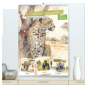 Schöne Aquarelle. Darstellungen von Afrikas Wildtieren (hochwertiger Premium Wandkalender 2024 DIN A2 hoch), Kunstdruck in Hochglanz