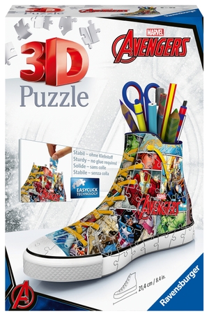 Ravensburger 3D Puzzle 12113 - Sneaker Avengers - 108 Teile - praktischer Stiftehalter im Marvel Avengers Design ab 8 Jahren - Erlebe Puzzeln in der 3. Dimension!. Ravensburger Spieleverlag, 2022.