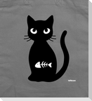 Katze mit Fisch, grau