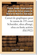 Carnet de graphiques pour le canon de 155 court Schneider, obus allongé, obus en fonte aciérée