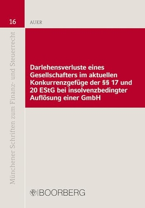 Auer, Florian. Darlehensverluste eines Gesellschafters im aktuellen Konkurrenzgefüge der §§ 17 und 20 EStG bei insolvenzbedingter Auflösung einer GmbH. Boorberg, R. Verlag, 2024.
