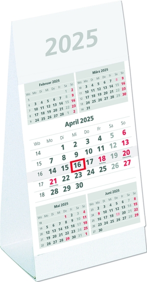Zettler Kalender (Hrsg.). 5-Monats-Aufstellkalender 2025 - 10,5x14,5 cm - 5 Monate auf 1 Seite - mit Kopftafel und Datumsschieber - Mehrmonatskalender - 982-0000. Neumann Verlage GmbH & Co, 2024.