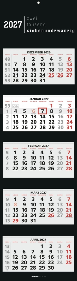 Alpha Edition (Hrsg.). 5-Monatskalender Black 2027. Neumann Verlage GmbH & Co, 2026.
