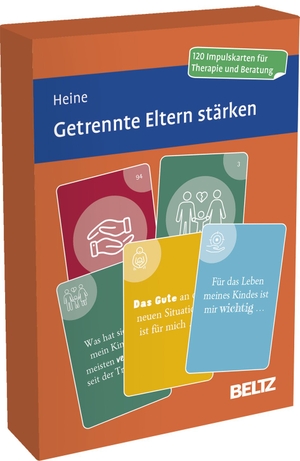 Heine, Hannah. Getrennte Eltern stärken - Kartenset mit 120 Impulsen für die Elternarbeit in Therapie und Beratung. Mit 12-seitigem Booklet in stabiler Box, Kartenformat 5,9 x 9,2 cm. Beltz Verlagsgruppe, 2026.