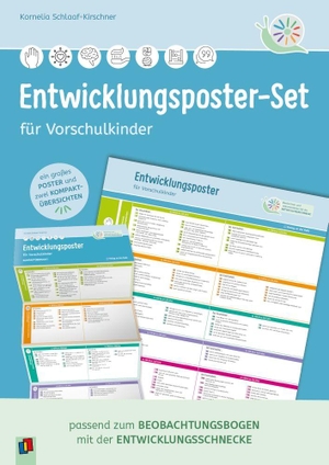 Schlaaf-Kirschner, Kornelia. Entwicklungsposter-Set für Vorschulkinder - passend zum Beobachtungsbogen mit der Entwicklungsschnecke (ein großes Poster und zwei Kompaktübersichten) - aktualisierte, überarbeitete Ausgabe. Verlag an der Ruhr GmbH, 2026.