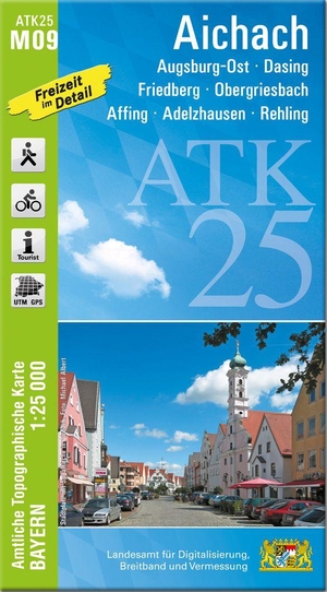 Landesamt für Digitalisierung, Breitband und Vermessung (Hrsg.). ATK25-M09 Aichach (Amtliche Topographische Karte 1:25000) - Augsburg-Ost, Dasing, Friedberg, Obergriesbach, Affing, Adelzhausen, Rehling. LDBV Bayern, 2026.