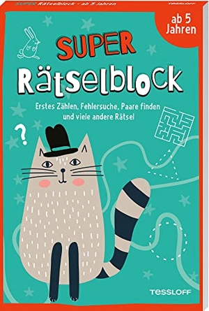 Heine, Stefan. Super Rätselblock ab 5 Jahren. Erstes Zählen, Fehlersuche, Paare finden und viele andere Rätsel - 128 Seiten Rätselspaß - 25 unterschiedliche Rätselarten. Tessloff Verlag, 2022.