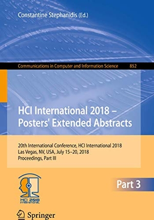 Stephanidis, Constantine (Hrsg.). HCI International 2018 ¿ Posters' Extended Abstracts - 20th International Conference, HCI International 2018, Las Vegas, NV, USA, July 15-20, 2018, Proceedings, Part III. Springer International Publishing, 2018.