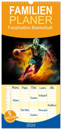 Familienplaner 2024 - Faszination Basketball mit 5 Spalten (Wandkalender, 21 x 45 cm) CALVENDO