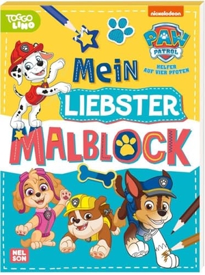 PAW Patrol Kindergartenheft: Mein liebster Malblock - Mehr als 60 großflächige Malvorlagen | mit Rubble, Marshall und Co. für Kinder ab 3 Jahren. Nelson Verlag, 2022.