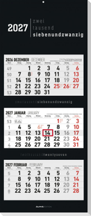 3-Monatskalender Black 2027