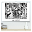 Schwarz Weiße Graffiti Impressionen aus Bielefeld (hochwertiger Premium Wandkalender 2024 DIN A2 quer), Kunstdruck in Hochglanz