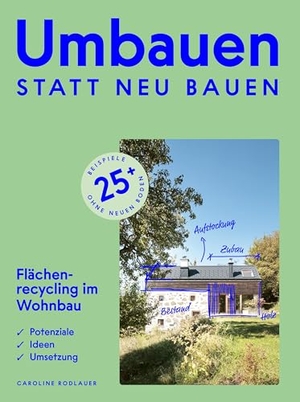 Rodlauer, Caroline. Umbauen statt neu bauen - Flächenrecycling im Wohnbau. Praxisorientierter Leitfaden für private Bauwerber:innen, Planende und Ausführende sowie Gemeinden und Bauämter, mit 25 Beidpielen aus allen österreichischen Bundesländern. Pustet Anton, 2025.
