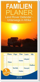 Familienplaner 2024 - Land Rover Defender - Unterwegs in Afrika mit 5 Spalten (Wandkalender, 21 x 45 cm) CALVENDO