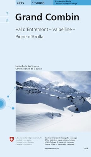 Bundesamt für Landestopografie swisstopo (Hrsg.). 493S Grand Combin Schneesportkarte - Val d'Entremont - Valpelline - Pigne d'Arolla. Bundesamt für Landestopog, 2026.