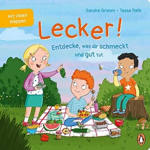 Grimm, Sandra. Lecker! - Entdecke, was dir schmeckt und gut tut - Pappbilderbuch mit Klappen ab 2 Jahren zum Thema Ernährung. Penguin junior, 2023.