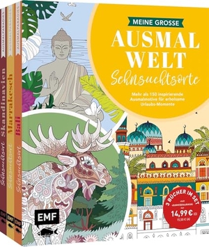 Meine große Ausmalwelt - Sehnsuchtsorte - 3 Bücher im Bundle | Mehr als 150 inspirierende Ausmalmotive für erholsame Urlaubs-Momente | Kolorieren und die Welt entdecken: Mit Wissen zu Natur und Kultur. Edition Michael Fischer, 2026.