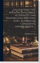 Joh. Baptistae Vici Notae In Duos Libros Alterum De Uno Universi Juris Principio [et]c., Alterum De Constantia Jurisprudentis ...