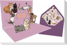 Pop-up-Grußkarte - I love Cats