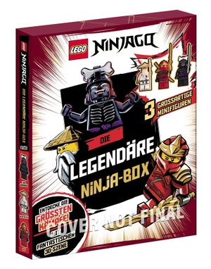 LEGO® NINJAGO® - Die legendäre Ninja-Box - mit 3 LEGO® Minifiguren "Kai, Meister Wu, Lord Garmadon", Rätselbuch und 3D-Szene. AMEET sp. z o.o., 2026.