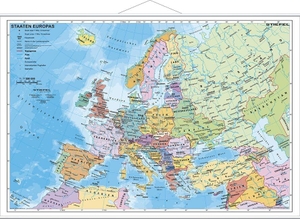 Staaten Europas, politisch 1 : 7 200 000. Wandkarte Kleinformat mit Metallstäben. Stiefel Eurocart GmbH, 2015.
